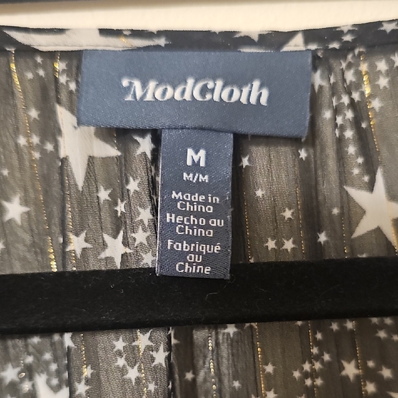 Modcloth Celestial Black and White Sheer Blouse - Picture 2 of 5
